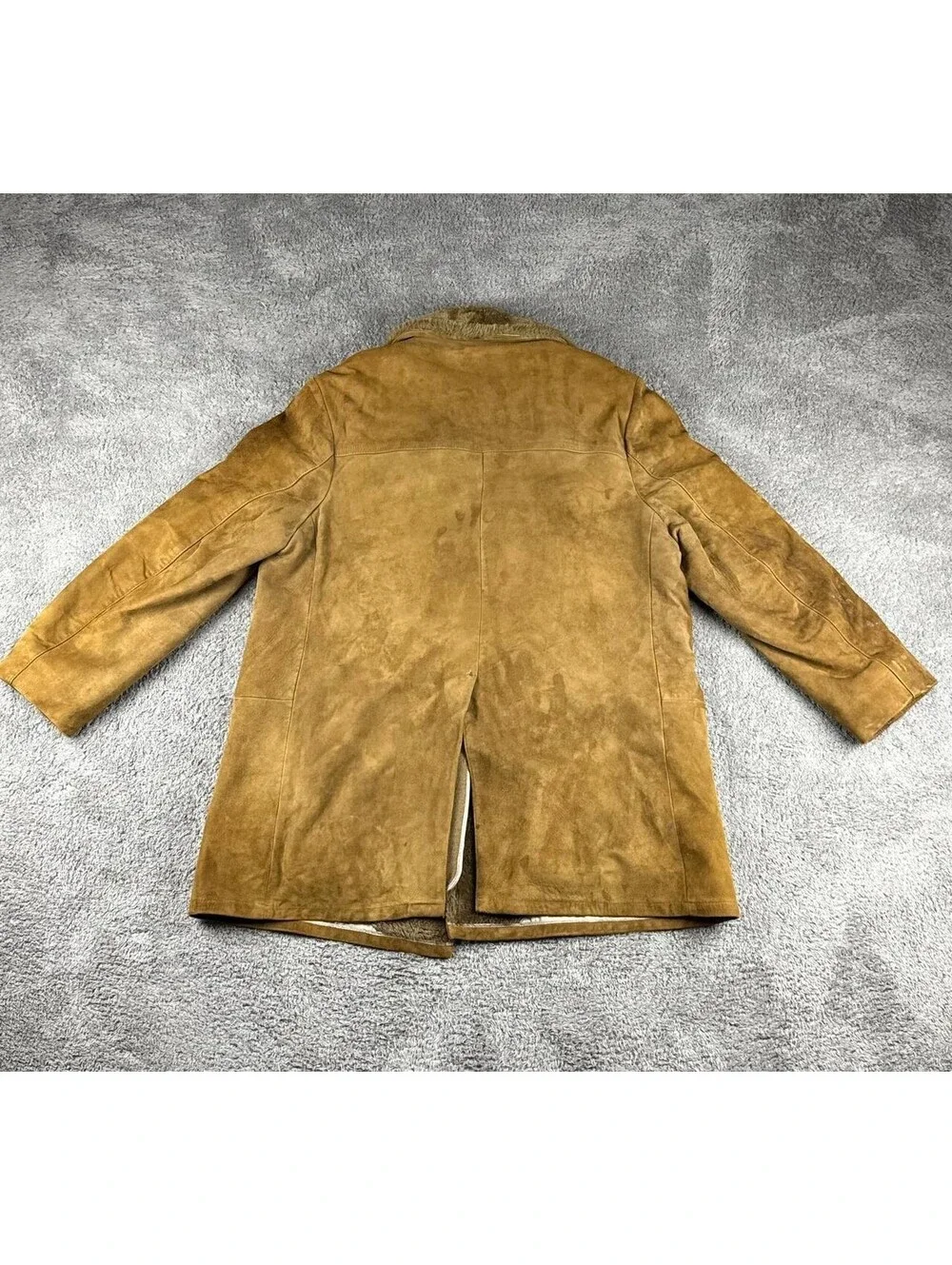 Vintage Lakeland Shearling Leather Coat Mens 42 Brown Fur Lined Jacket